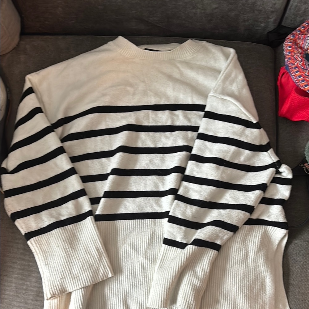 Classic Black and White Crew Neck Sweater